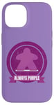 Coque pour iPhone 14 Always Purple Meeple Design Jeu de société amusant pour joueurs