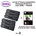 6 Toners génériques Samsung MLT-D111S pour Samsung MFP M2070W M2070W MFP M2078W M2026W imprimante+ 20f A6 brillantes -T3AZUR