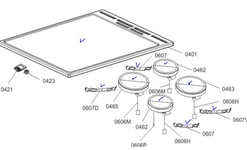 (BRUKT RESERVEDEL) Hisense/ Gorenje Glasskeramisk koketopp ink. 4 elementer til GEC6a40WD