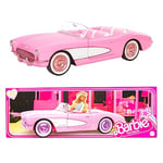 Barbie Le Film Voiture De Collection Corvette Cabriolet Authentique en Métal Rose Vintage, Inspirée du Film, À Collectionner, Jouet Enfant, HPK02