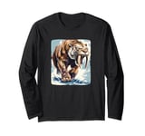 Great Sabre Toothed Tiger for Ice Age and Snow Lovers Long Sleeve T-Shirt