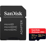 SanDisk Extreme PRO microSDHC 32GB UHS-I (100MB/s) + SD-adapteri -muistikortti