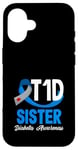 Coque pour iPhone 16 Sensibilisation au diabète de type 1 T1D Sister