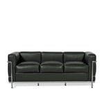 Cassina - LC2 3-Seater Sofa Chrome Frame, Feather Pad, LCX 13X414 - Soffor - Charlotte Perriand,Le Corbusier,Pierre Jeanneret - Svart