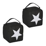 Relaxdays 2x Doorstop Star Motif, Fabric & Sand Filling, Door Bumper, Draft Stopper, HWD: 18 x 15 x 15 cm, Black/White, Polyester