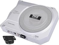 Pyle Caisson de Basse Voiture et Marine Amplifié à Profil Bas 25 cm - Enceinte Subwoofer Actif Compact 900W avec Amplificateur Intégré, Subwoofer Alimenté sous Siège, Entrées de Niveau Haut et Bas