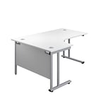 Office Hippo Professional Left Corner Office Desk, Wood, White, Silver Frame, 180 x 120 x 73 cm