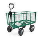 Chariot de Jardin 4 Roues 300 Kg - Benne XXL 200 L - Chariot Pliable en Acier - Fonction Plateforme de Transport - Chariot Remorque avec Attelage Tracteur Tondeuse - Pneus Gonflables Profilés 27 cm