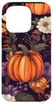 Coque pour iPhone 15 Pro Violet Bohème Floral Citrouille Motif Vintage Décor Automne