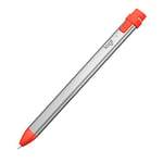 Logitech Crayon Digital Pencil for Education,pour iPads (versions 2018 et ultérieures) avec la technologie Apple Pencil, une conception anti-roulis et une pointe intelligente dynamique - Argent/Orange