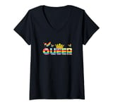 Womens Queer King Queen Royalty LGBTQ Love & Support Pride Month V-Neck T-Shirt