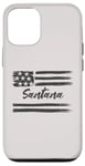 Coque pour iPhone 12/12 Pro Santana – Nom personnalisé, étoiles et rayures, drapeau des États-Unis