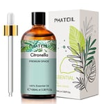 PHATOIL Huiles Essentielles Citronelle 100 ml, Huile Essentielle pour Diffuseur d'Aromathérapie, Huile de Citronelle Pure et Naturelle pour Humidificateur