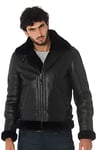 Schott NYC Blouson Cuir Homme, NOIR, XL