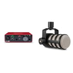 RØDE PodMic Broadcast-quality Dynamic Microphone with Integrated Swing Mount for Podcasting & Focusrite Scarlett Solo 3rd Gen USB Audio Interface, The Guitarist, Vocalist, Podcaster Or Producer