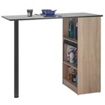 Table comptoir de cuisine avec rangement à rideau L130cm LUCK chêne/noir Taille unique