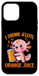 Coque pour iPhone 12 mini Je bois du jus d'orange A'lotl Funny Axolotl Kawaii