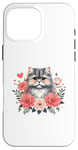 Coque pour iPhone 16 Pro Max Roses Flowers British Longhair Cat Highland Straight