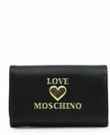 Love Moschino bi fold Wallet Black leather heart logo New in Box Authentic