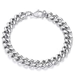 FindChic Gourmette Homme Chaîne Bracelet Acier Inoxydable, Chaîne Maille Grosse 9 mm, Bijoux Hip Hop Bracelet Femme