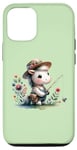 iPhone 15 Pro Adorable Horse Fishing and Floral On Green Case