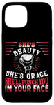 iPhone 15 Boxing Girl Vintage She'S Beauty She'S Grace She'Ll Punch Case