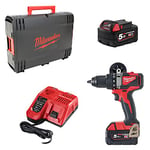 Perceuse visseuse MILWAUKEE M18 BLDD2-502X - 2 batteries 18V 5.0 Ah, chargeur, en coffret - 4933464515