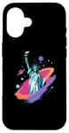 Coque pour iPhone 16 Statue de la Liberté USA tenant une torche flamboyante avec des plantes