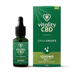 Vitality CBD Oral Drops in hempseed Oil, 1200 mg, Natural, 30ml, NO THC