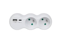 Maclean Strömuttag Maclean, Splitter Med 2 Uttag, 2X Usb A/C, Typ E, 2X16a, Mce339 E