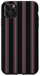 Coque pour iPhone 11 Pro Max Noir Gris Rose Rayé Girly Esthétique Preppy Stripe