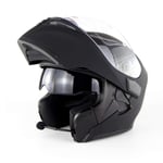 ququer Casque de Moto intégré Bluetooth Casque intégral avec Casque Bluetooth Pare-Soleil à Double lentille antibuée Casque de Moto pour Homme-A||XXL=61~62cm