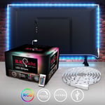 B.k.licht - 2m ruban led tv, auto-adhésif, 16 Couleurs, avec câble usb, led Strip Pour Télé avec Télécommande, Pour téléviseur de 40 à 60 pouces,