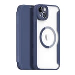 DUX DUCIS Skin X Pro Series Case, conçu pour Apple iPhone 14 Plus, étui en Cuir PU MagSafe avec Fente pour Cartes, étui à Rabat pour téléphone, Bleu