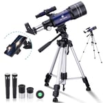 BNISE Telescope for Kids Beginners, 70mm Aperture Astronomy Refractor Monocular Telescopes, with Adjustable Tripod, Phone Adapter, Moon Filter and Carry Bag