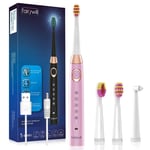 Fairywill Pink Sonic Electric Toothbrush Rechargeable with Timer Adult 5 Modes