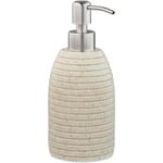 Porte-savon liquide, 300 ml, rechargeable, salle de bain, cuisine, distributeur shampoing, pompe inox, beige - Relaxdays