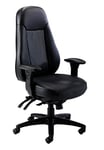 Office Hippo Desk Chair, Ergonomic Heavy Duty Office Chair,Highly Adjustable For Extra Comfort & 24 Hour Daily Use, High Back Computer Chair With Seat Slide, 150 kg User Weight - Black Leather Faced