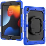 Étui Coque pour iPad 9 8 7e génération 10.2 2021 2020 2019 Coque Apple avec Porte-Stylo, bandoulière, poignée, chevalet, Porte-Stylo Bleu