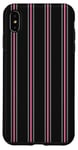 Coque pour iPhone XS Max Noir Gris Rose Rayé Girly Esthétique Preppy Stripe