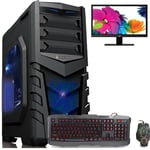 QUAD CORE 8GB 1TB DESKTOP GAMING PC HOME COMPUTER SCREEN 18.5 + K&B AMD VAN BLUE