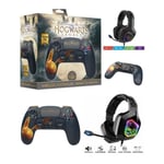 Manette PS4 Bluetooth Harry Potter Hogwarts Legacy Vivet Doré Lumineuse 3.5 JACK + Casque Gamer PRO-EH50 Multiplateforme