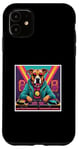 Coque pour iPhone 11 Tourne-disque DJ musique chien mixage vinyles fête graphique