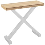 Console d'entrée, meuble d'entrée en bois coloris chêne nordique, pieds en métal blanc - Longueur 90 x profondeur 30 x hauteur 80 cm Pegane