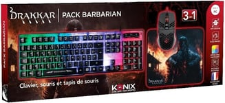 Pack Gaming Barbarian  * CLAVIER + SOURIS + TAPIS de SOURIS * KONIX Drakkar