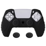 eXtremeRatePlayVital Guardian Edition Black Ergonomic Soft Anti-slip Controller Silicone Case Cover for ps5, Rubber Protector Skins with Black Joystick Caps for ps5 Controller