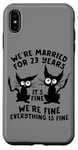 Coque pour iPhone XS Max 23rd Wedding Anniversary 23 Years Married Its Fine Cat Funny