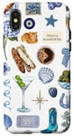 Coque pour iPhone X/XS Collage esthétique vintage style cotier cowgirl bleu