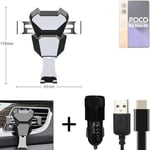  For POCO X6 Neo Airvent mount + CHARGER holder cradle bracket car clamp