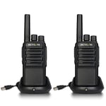 Retevis NR610 Walkie Talkies for Adults, PMR446 Walkie Talkie Rechargeable USB-C 1200mAh, AI Noise Reduction, VOX, Professional 2 Way Radio Robust for Hiking, Mountain Climbing (2 Pcs, Black)